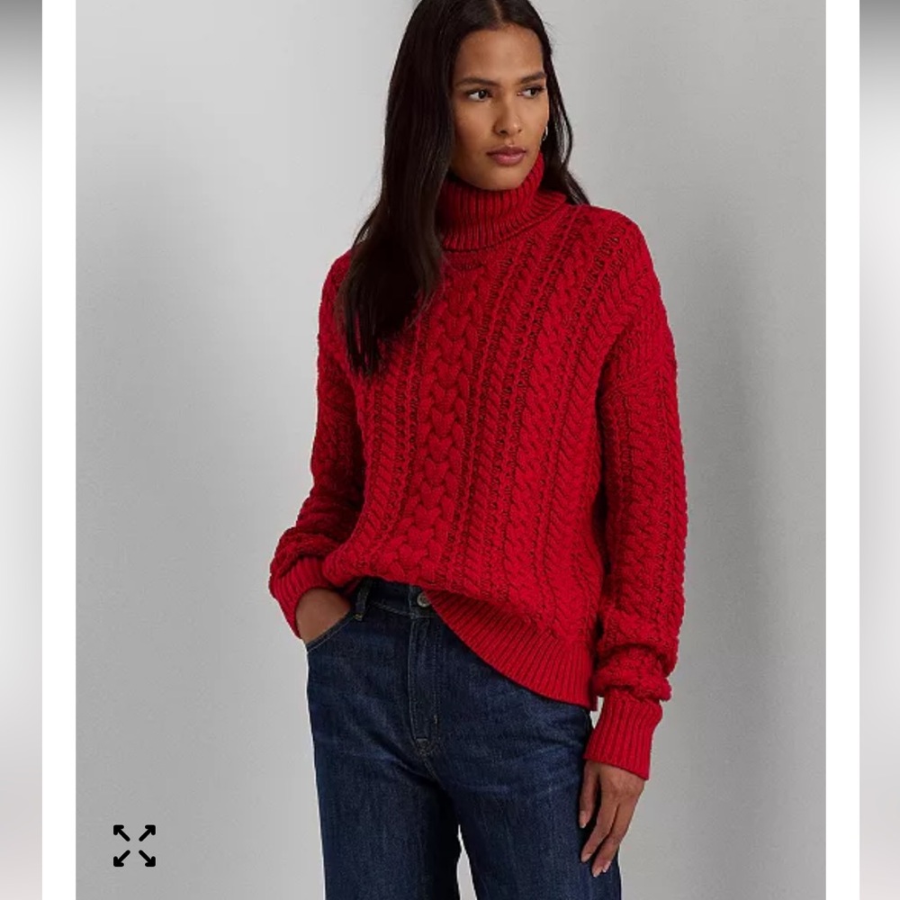 Ralph Lauren Vibrant Red Turtleneck Sweater 60% cotton - Picture 2 of 10